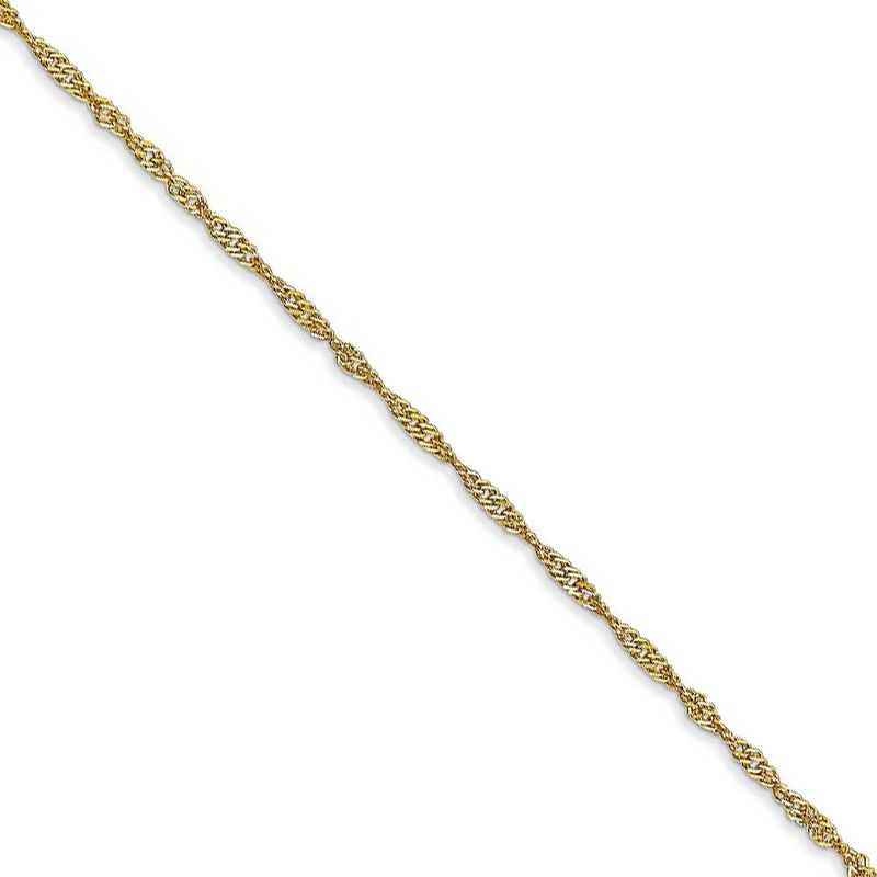 1.4mm 10k Yellow Gold Solid Singapore Chain Necklace, 18 Inch